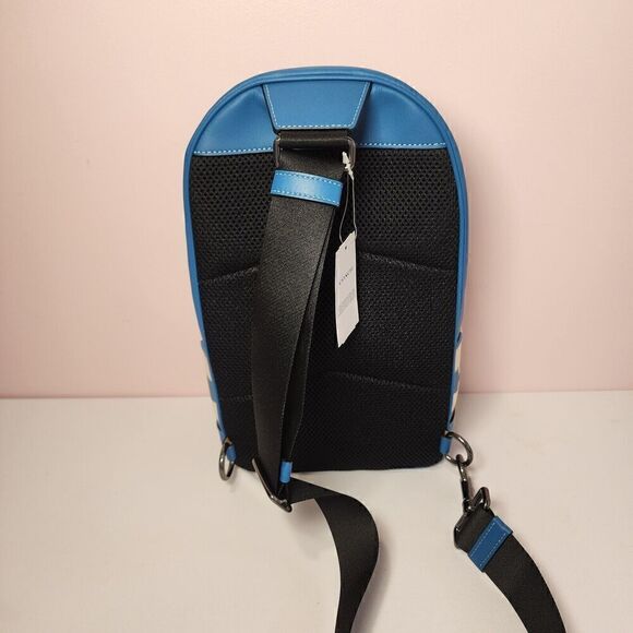 NWT Coach CR294 West Pack Checkerboard Blue Canvas Leather Sling Shoulder Bag - Picture 3 of 7